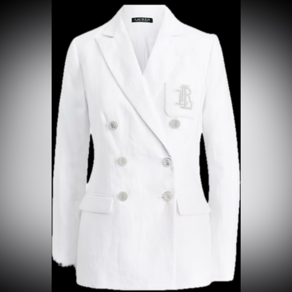 Ralph Lauren LINEN White Blazer Tailored Suit Jacket plus size
